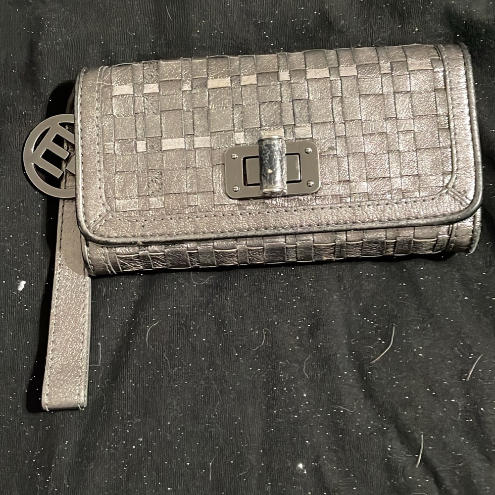 Nordstrom Metallic Silver Woven Clutch